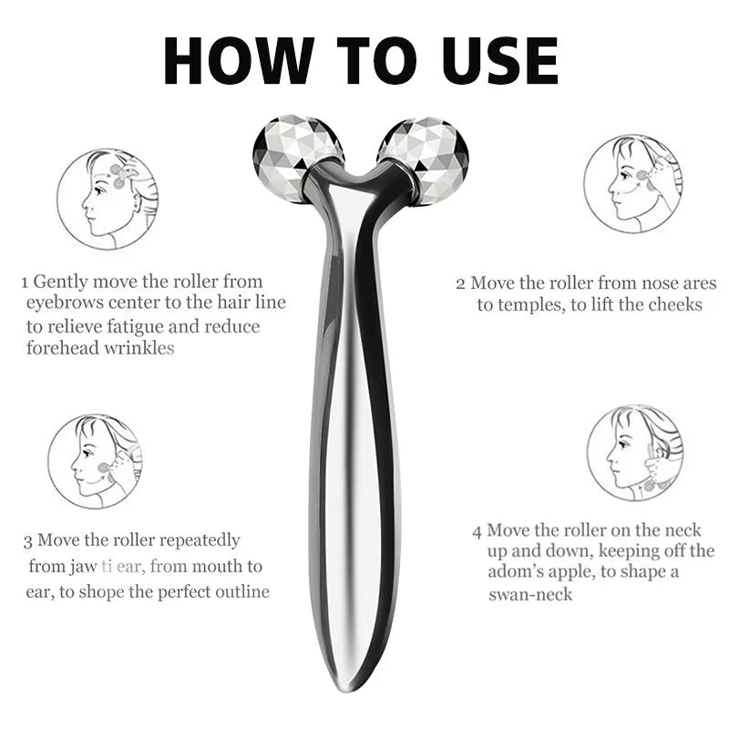 3D Y-Shaped Facial Massage Roller 360° Rotating Face Lifting Firming Face Slimming Remover Facial Massager Skin Care Tool