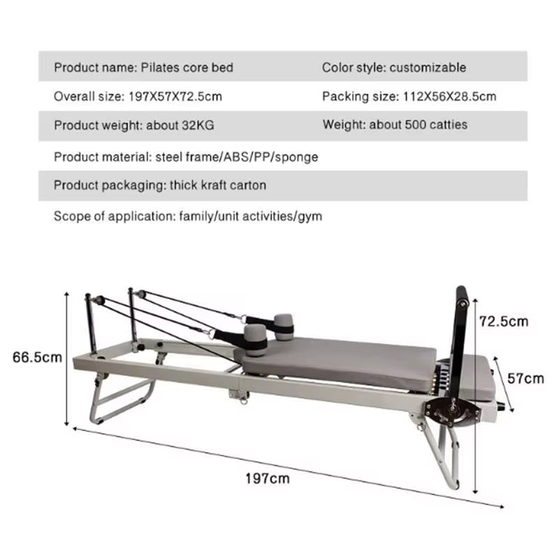 Pilates Reformer Yoga Exercise Machine Metal Frame Folding Reformer Pilates Core Bed for Yoga Exercise