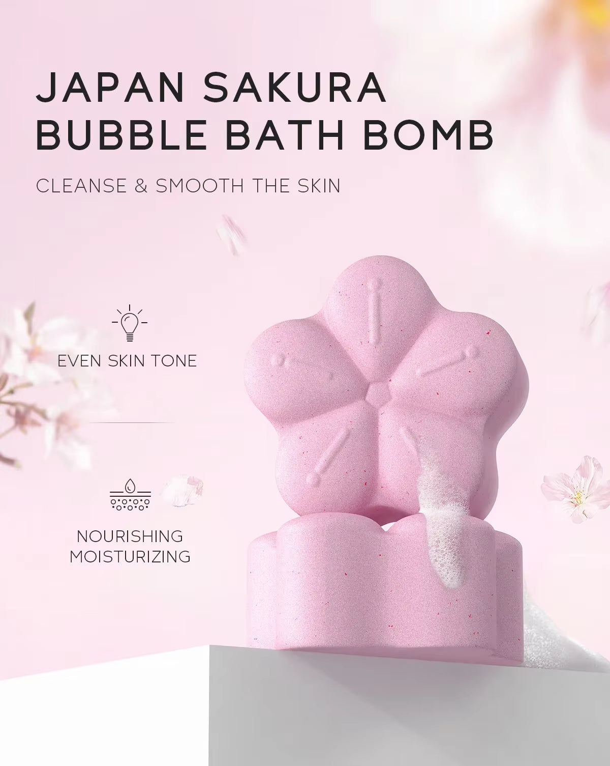 Japanese Sakura Bath Bomb Bubble Explosion Bath Salt for Body Cleansing Moisturizing 30G