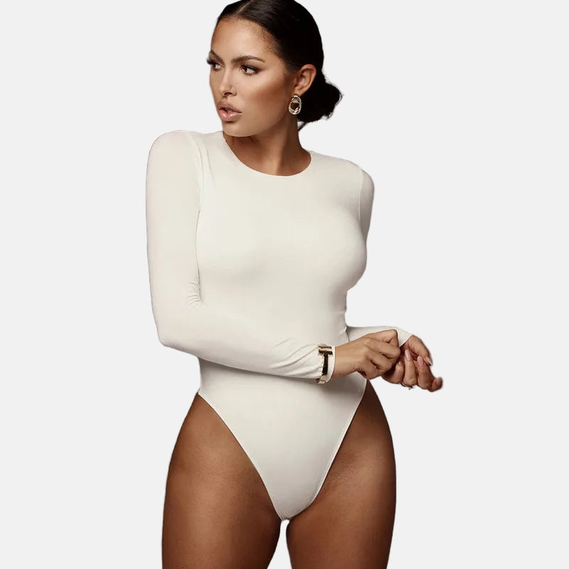 O Neck Long Sleeve Solid White Sexy Bodysuit Women Black Autumn Winter Body Top Gray Casual Lady Streetwear Bodysuits