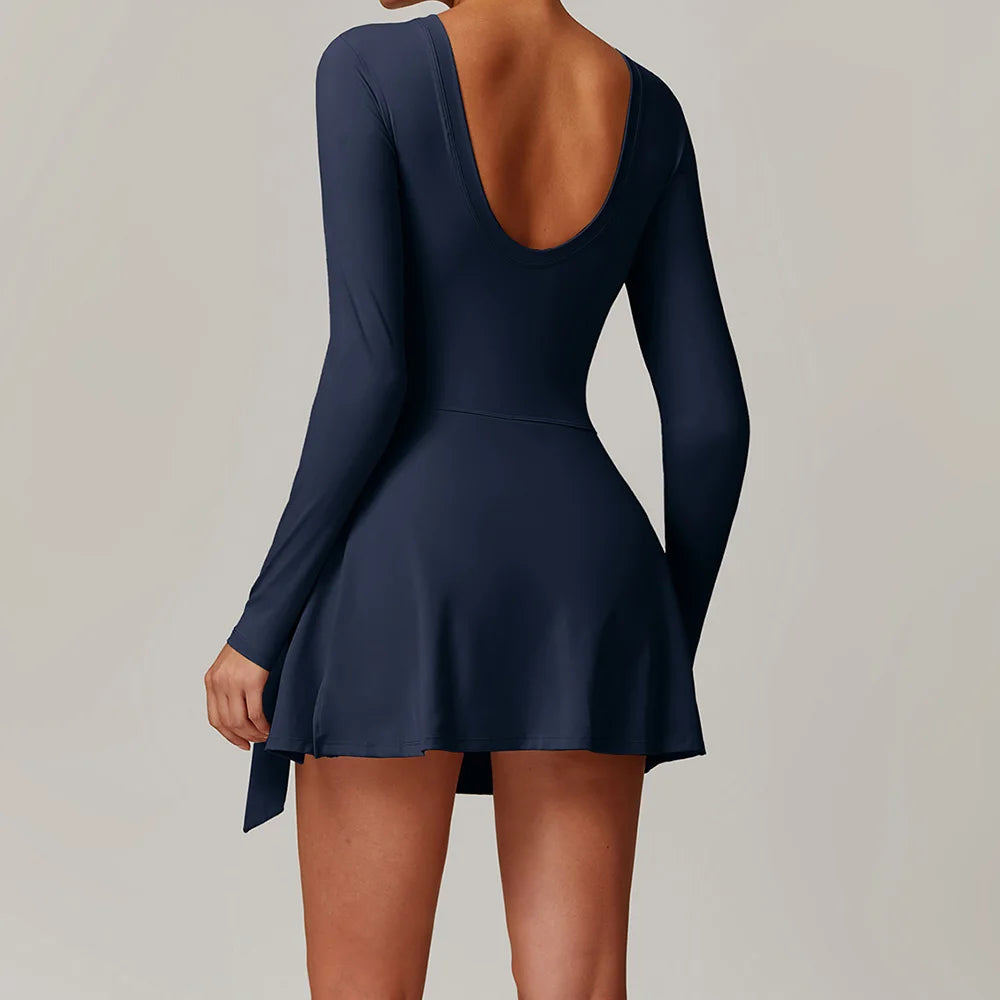 Short Sports Jumpsuit Long Sleeved Gym Set Women Yoga Clothes Rompers Workout One-Piece Suit Female Outdoor Recreation Bodysuits