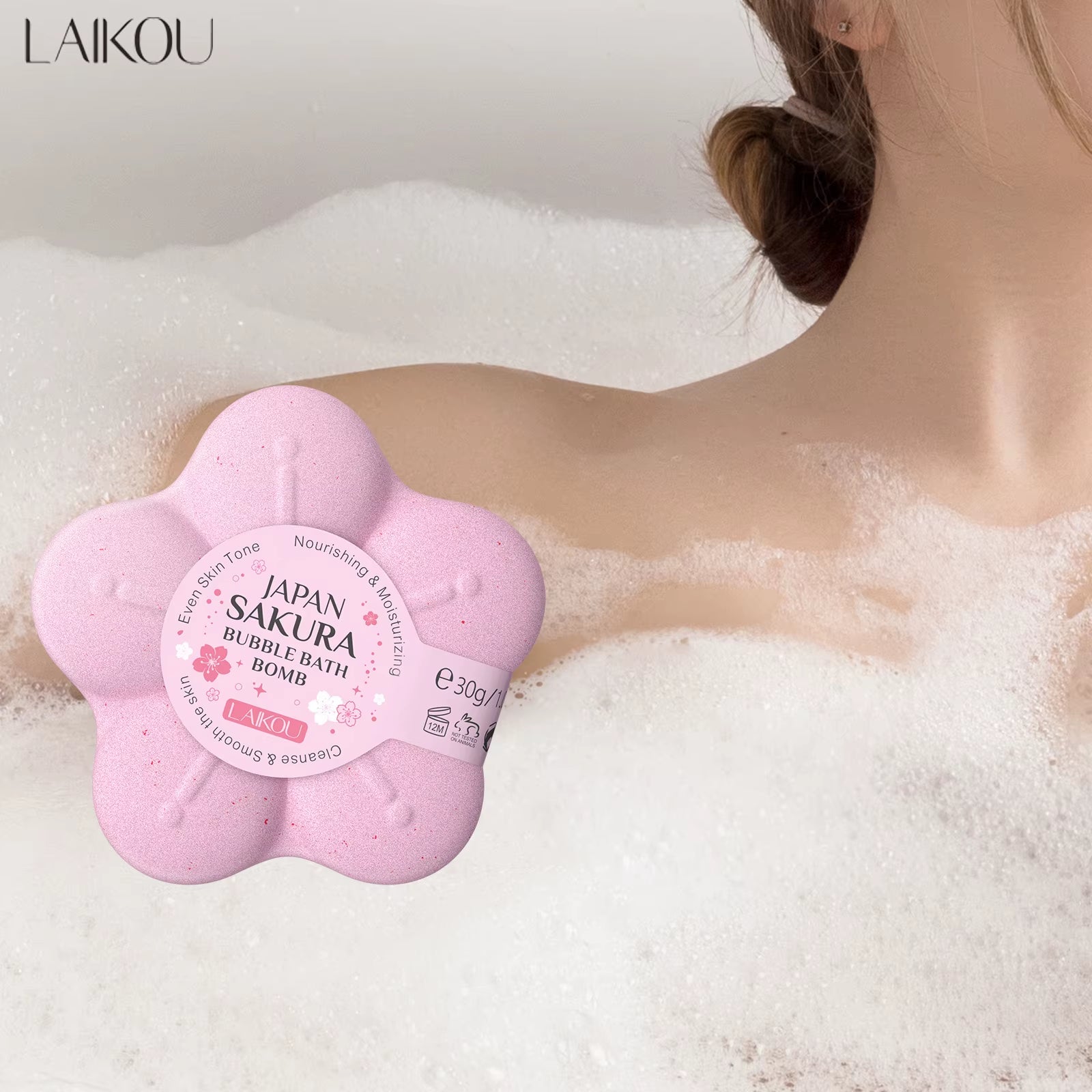 Japanese Sakura Bath Bomb Bubble Explosion Bath Salt for Body Cleansing Moisturizing 30G